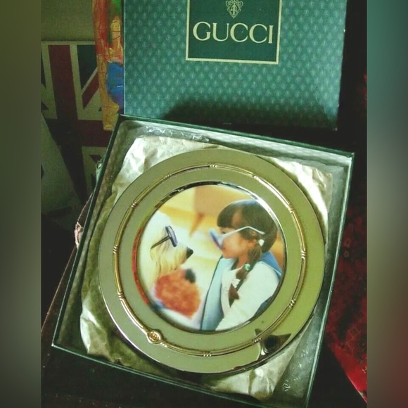 Ultra RARE Vintage Silver GUCCI PICTURE Photo Art FRAME Desk Accessory In Box